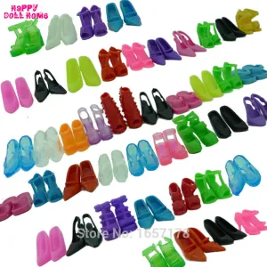 12 Pairs Mixed Fashion Colorful High Heels Sandals Accessories For Barbie Doll Shoes Clothes Dress Prop Girl Baby Best Gift Toys