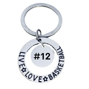 Basketball Charm Round Keychain Perfect Gift with Choice of Engraving