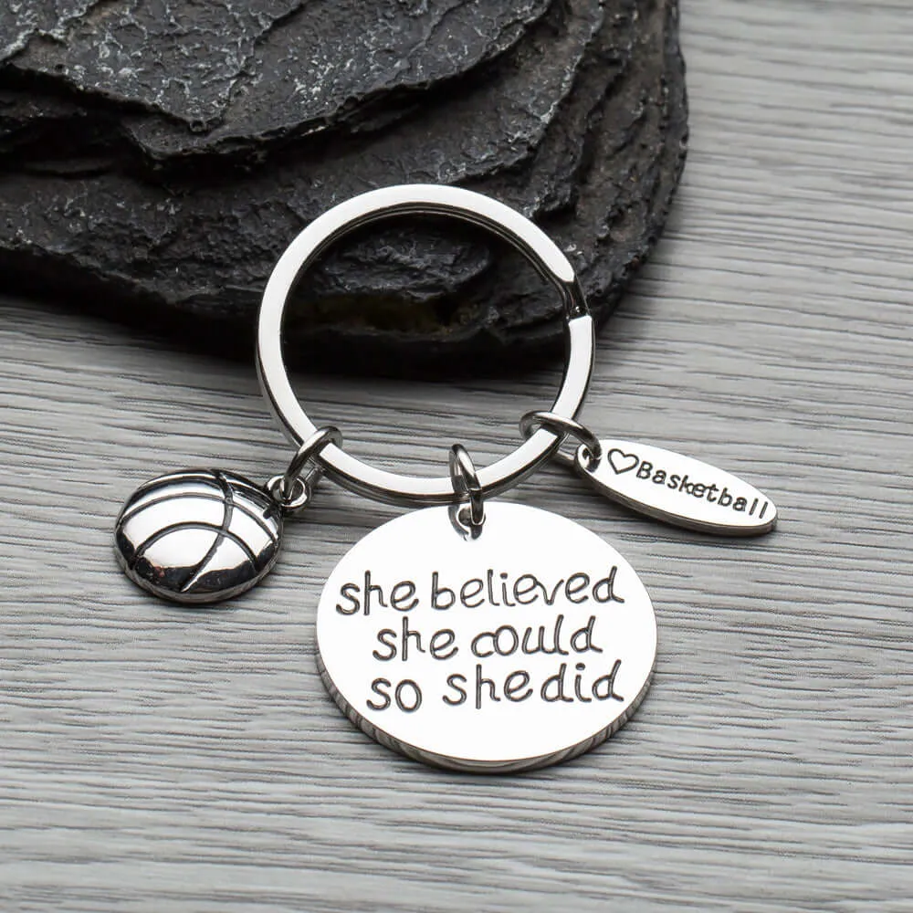 Basketball She Believed She Could So She Did Keychain & Card Gift Set