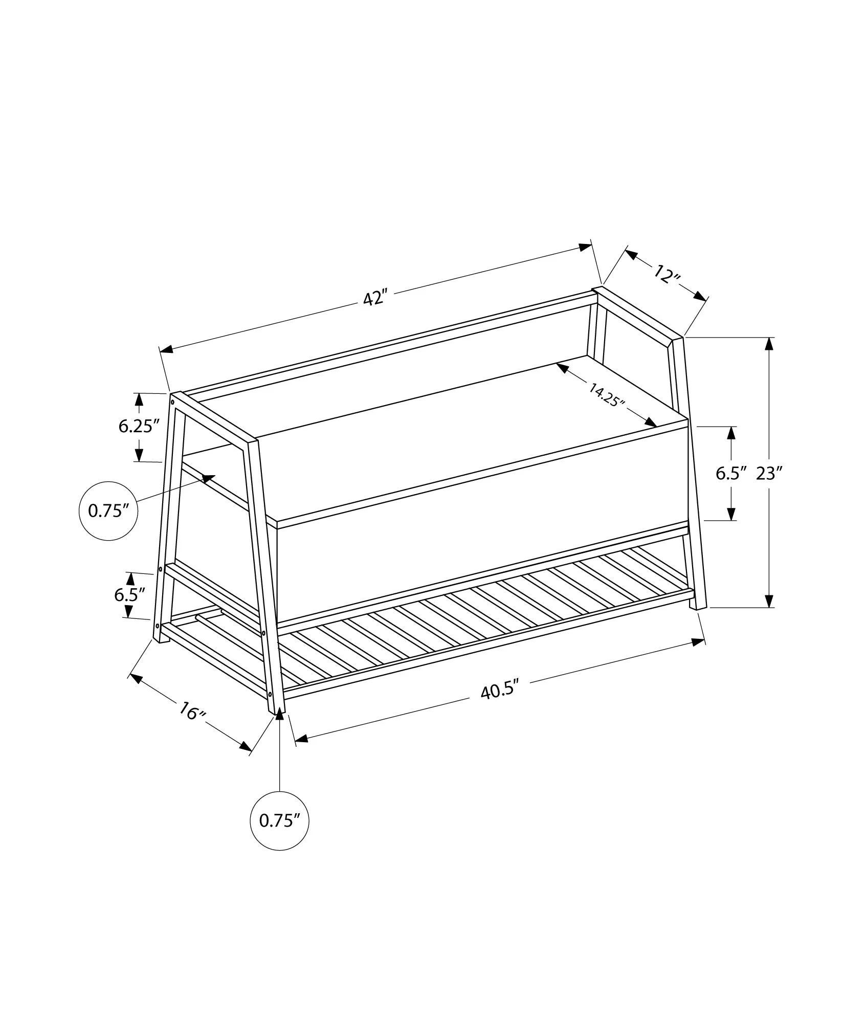 Bench - 42"L / Dark Taupe Storage / Black Metal