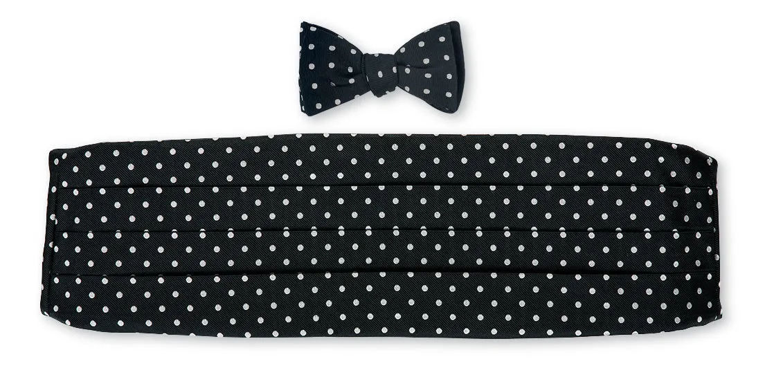 Black/Silver Vero Dots Cummerbund Set - CB2013