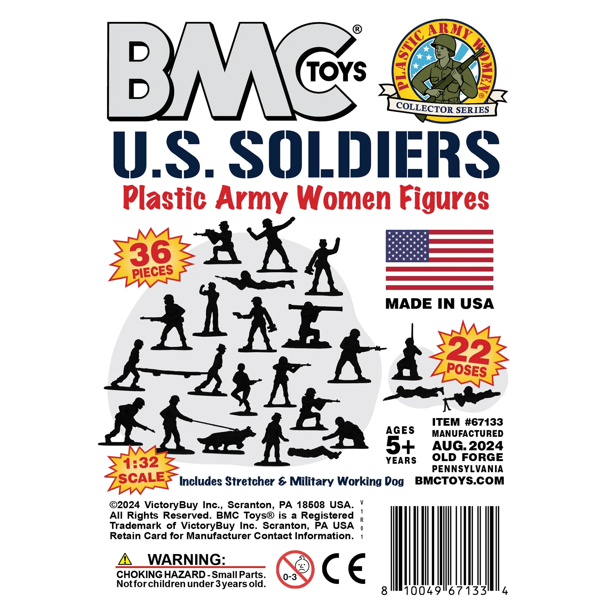 BMC PLASTIC ARMY WOMEN - White 36pc Female Soldier Figures - Made in USA