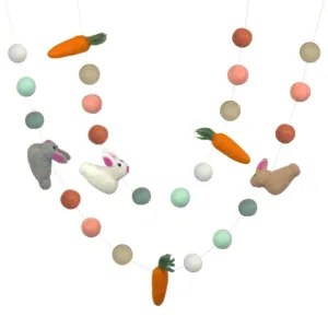 Bunny & Carrot Easter Garland- Teals & Peaches