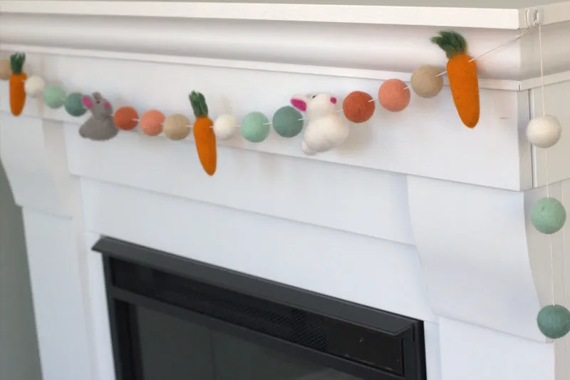 Bunny & Carrot Easter Garland- Teals & Peaches