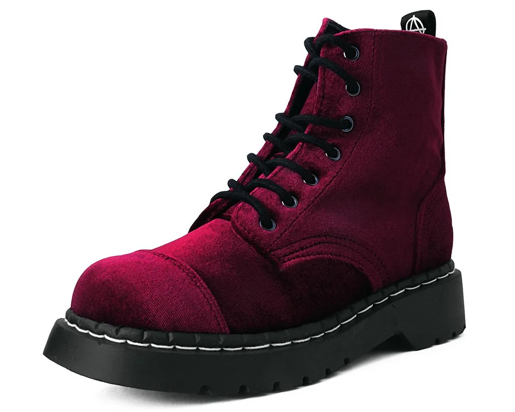 Burgundy Velvet Anarchic Boot