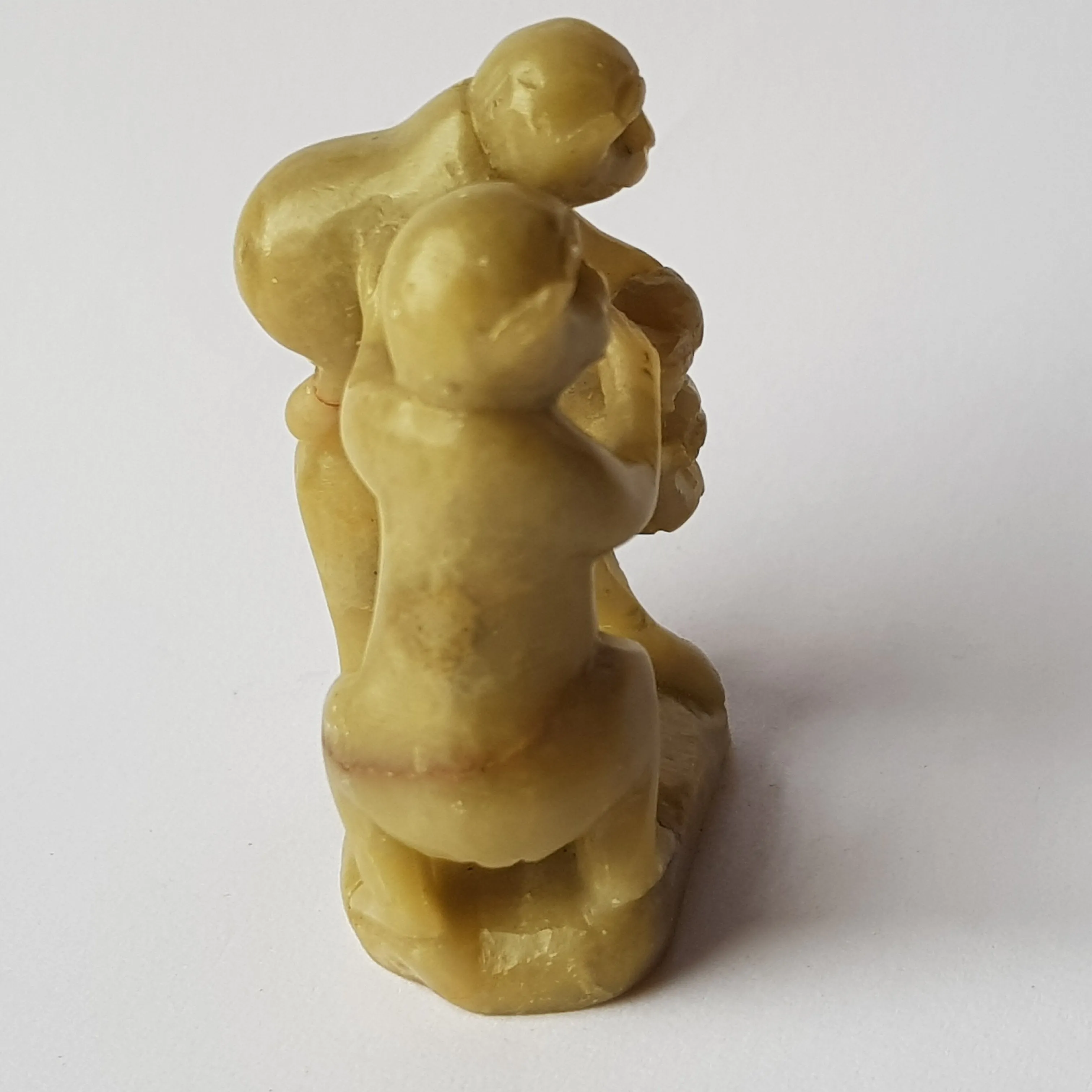 Chinese One Piece Hand Carved Soapstone Figure Of A Group of Monkeys Vintage Circa 1930's