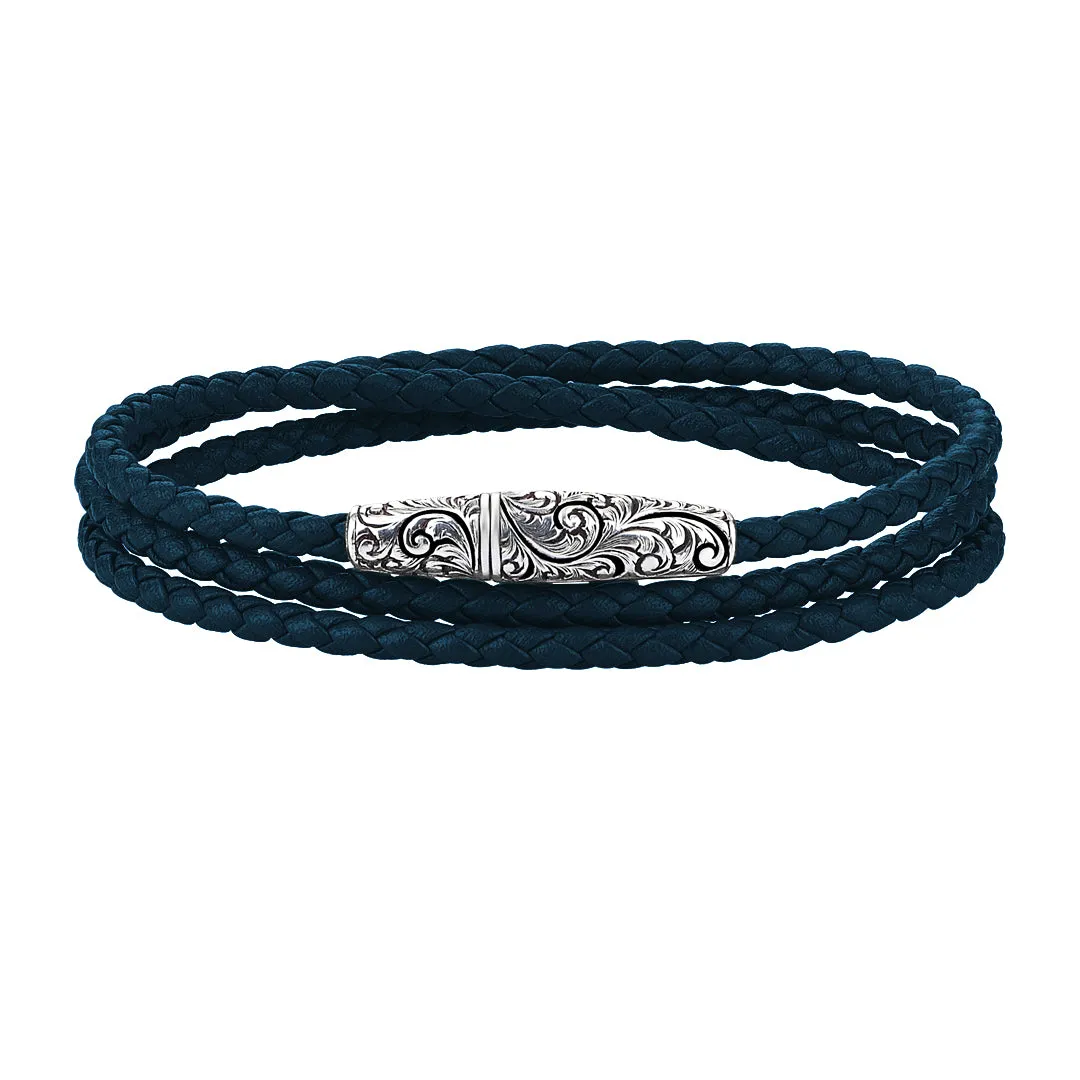 Classic Wrap Leather Bracelet - Solid White Gold