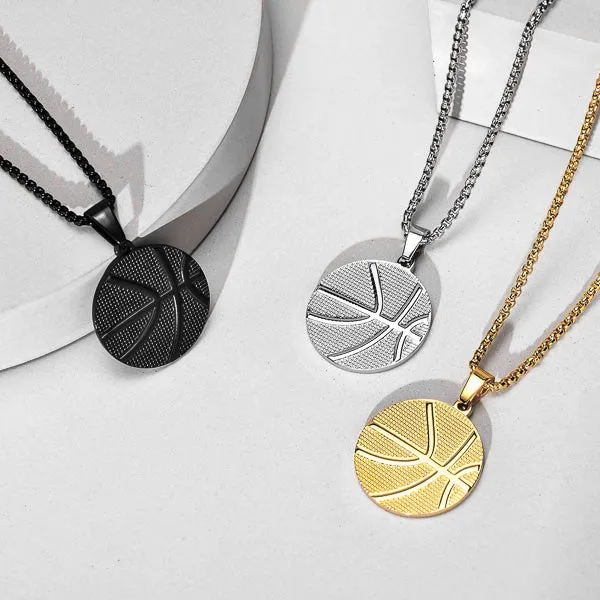 Classy Men Gold Basketball Pendant Necklace