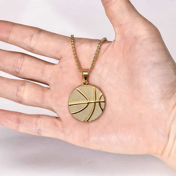 Classy Men Gold Basketball Pendant Necklace