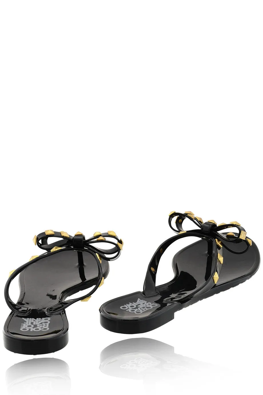 COLORS OF CALIFORNIA JACQUELINE Black Studded Flip Flops