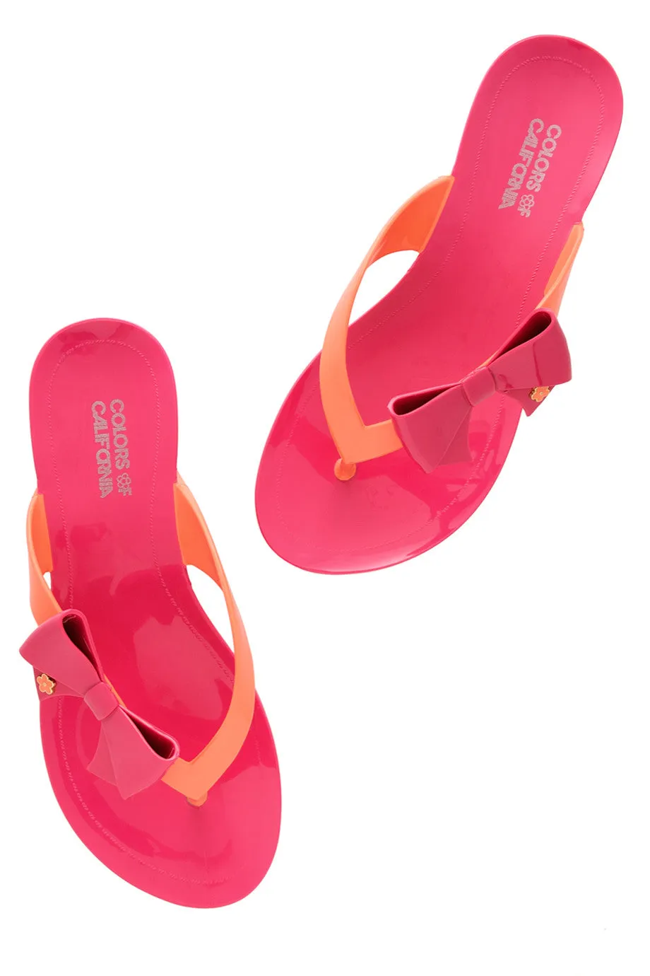 COLORS OF CALIFORNIA RIBBON Fuchsia Orange Flip Flops