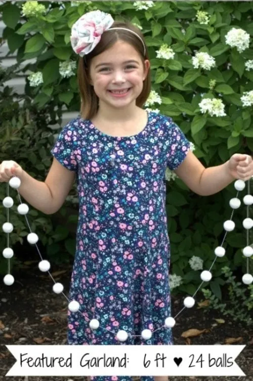 Easter Egg Garland- White Felt Balls & Pastel Eggs