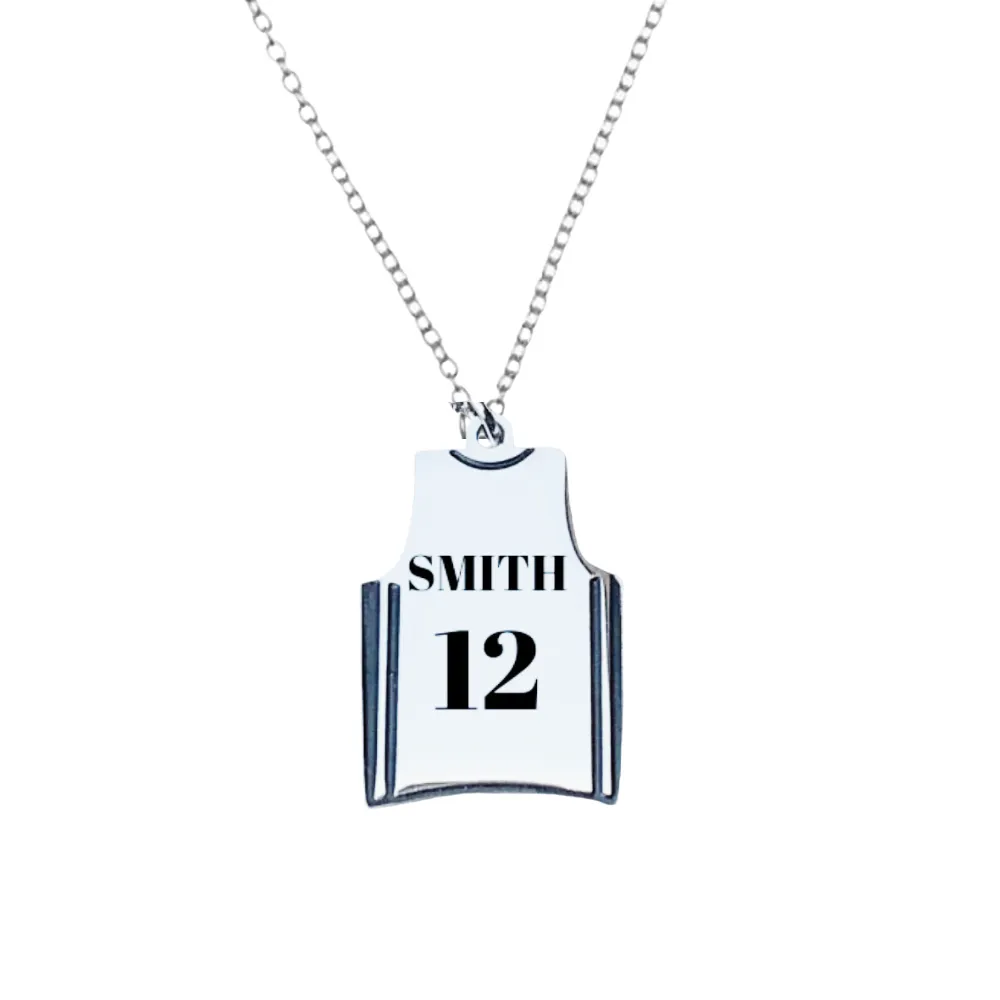 Engraved Basketball Jersey Necklace