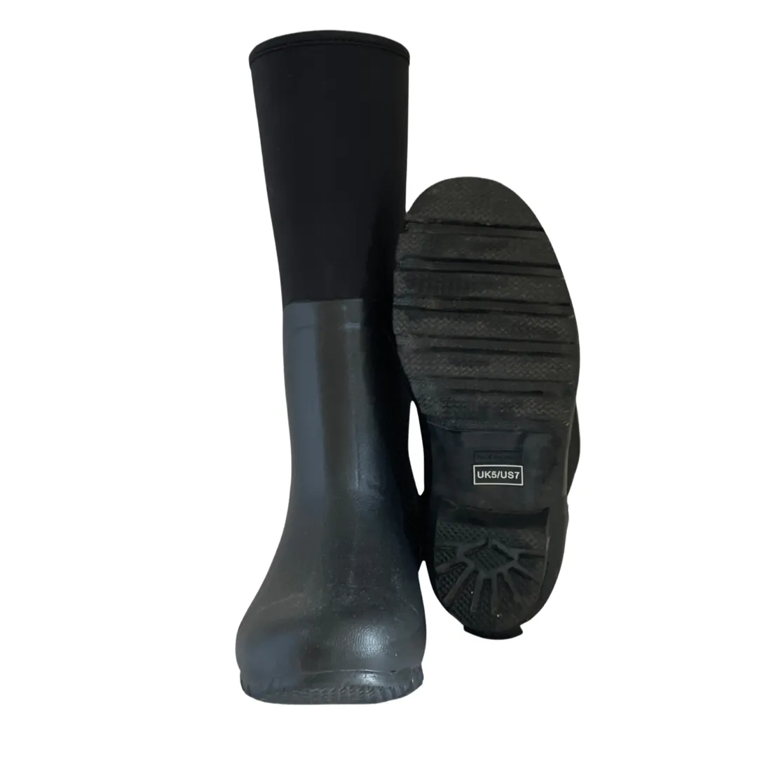 Extra Wide Calf Neoprene Rubber Rain Boots - Black - Up to 20 inch Calf - Wide in Foot and Ankle