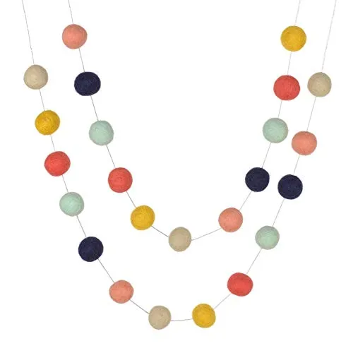 Felt Ball Garland- Coral, Peach, Seafoam, Navy, Gold