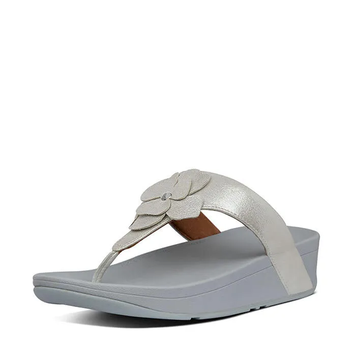 FitFlop Womens Lottie Corsage Suede Toe Thongs Silver