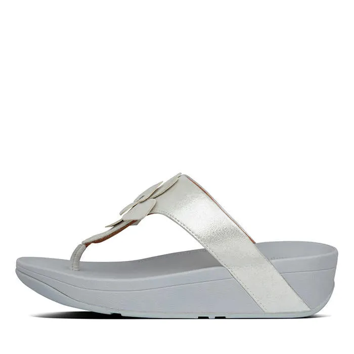 FitFlop Womens Lottie Corsage Suede Toe Thongs Silver