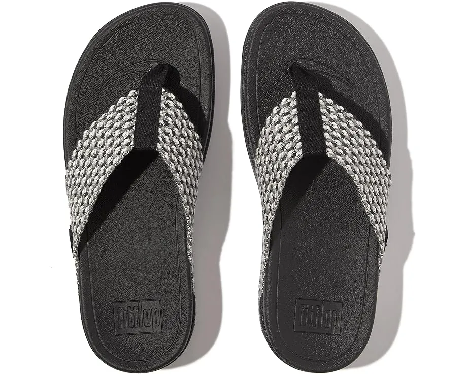 FitFlop Womens Surfa Multi Tone Webbing Toe Post  Black