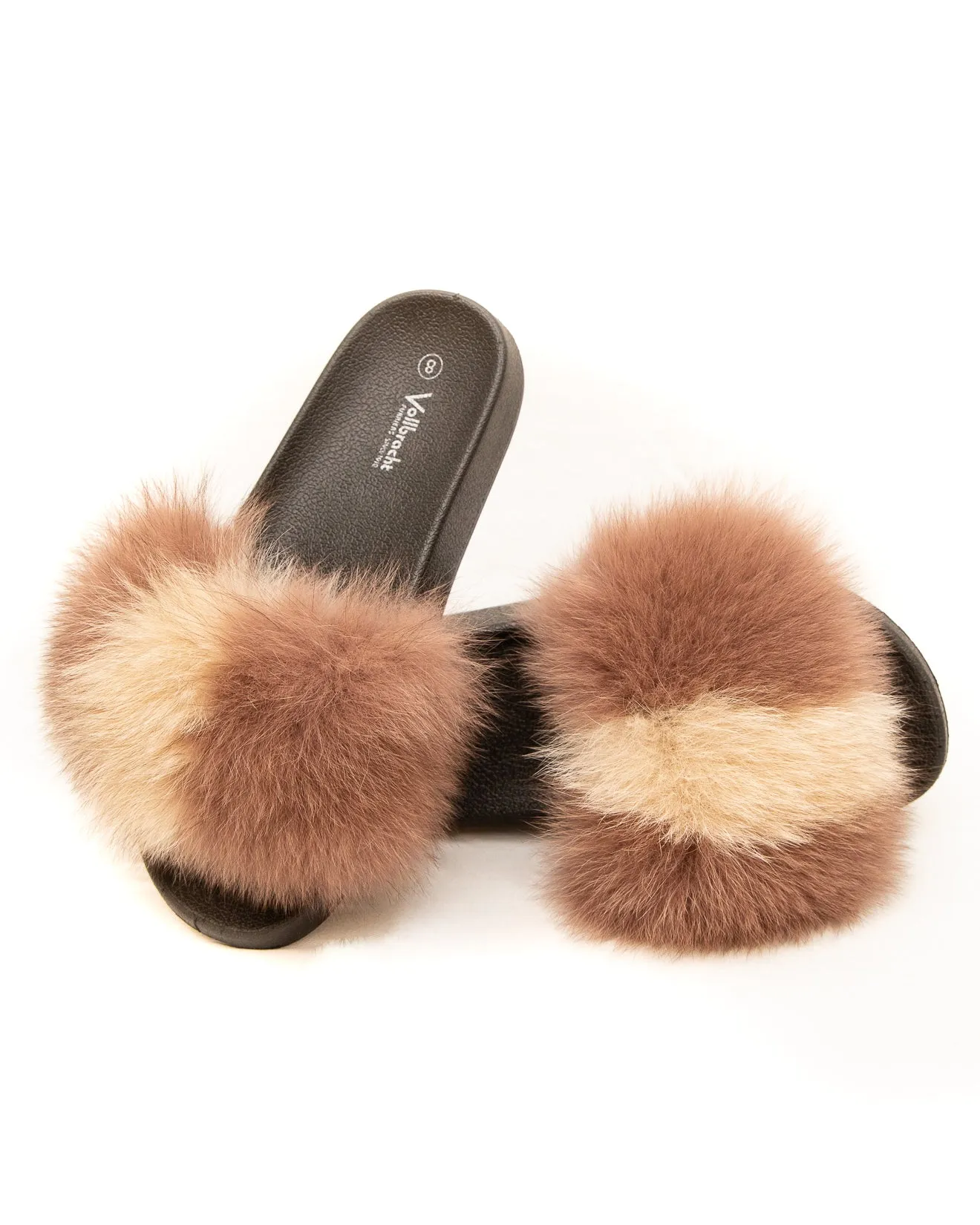 Fox Fur Slides - Beige