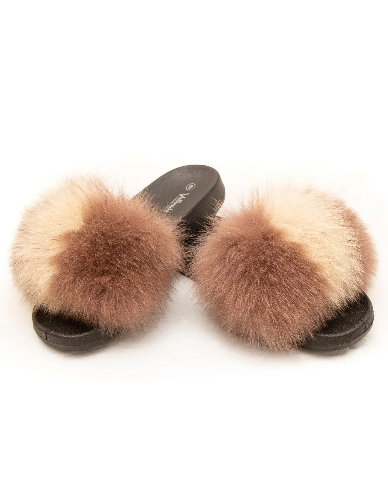 Fox Fur Slides - Beige