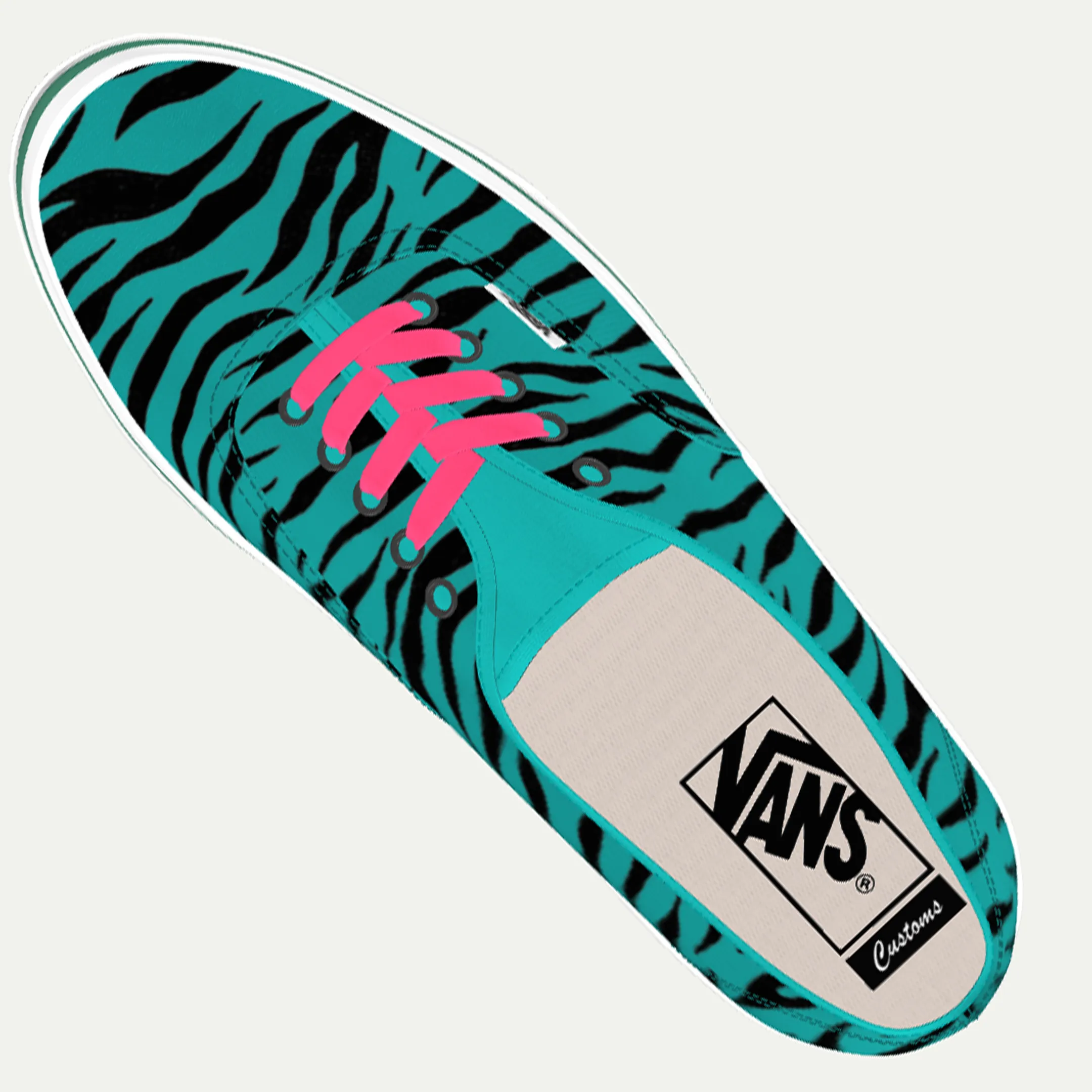 Funky Yeti x Vans Customs Authentic Shoes - Tiger TEALicious