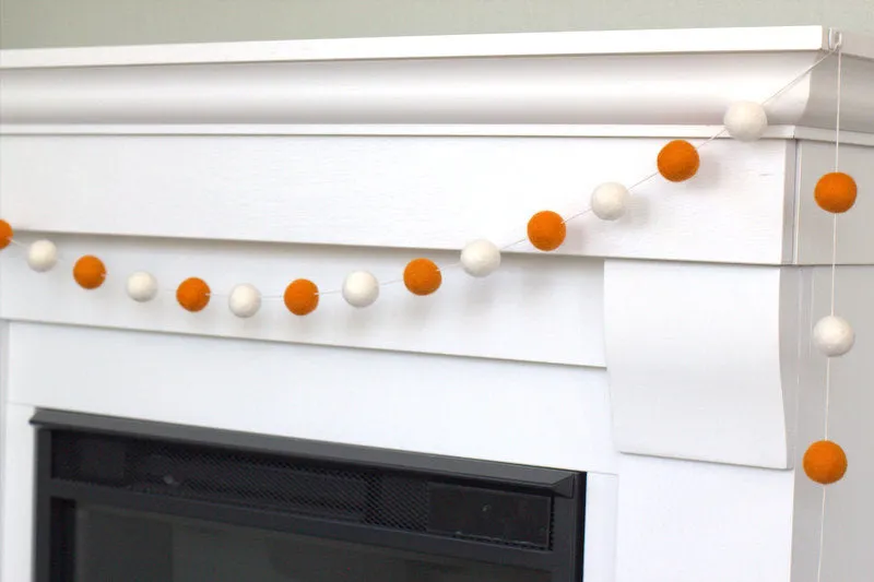 Halloween Felt Ball Garland- Orange & White