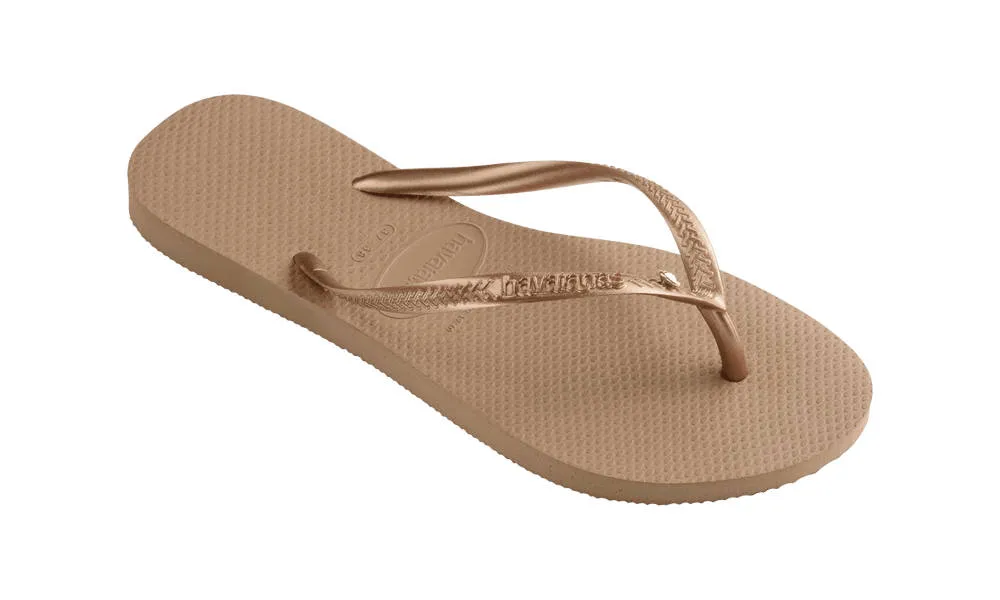 Havaianas Womens Slim Crystal SW II Sandal Rose Gold