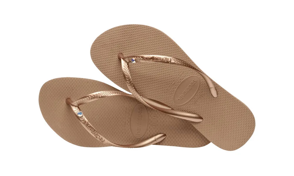 Havaianas Womens Slim Crystal SW II Sandal Rose Gold