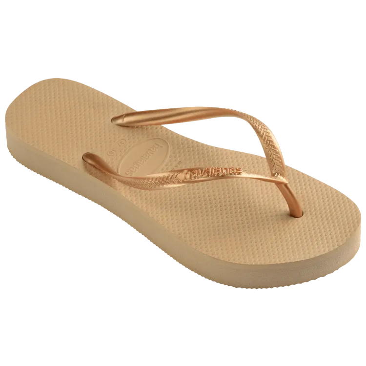 Havaianas Womens Slim Flatform Sandal Golden