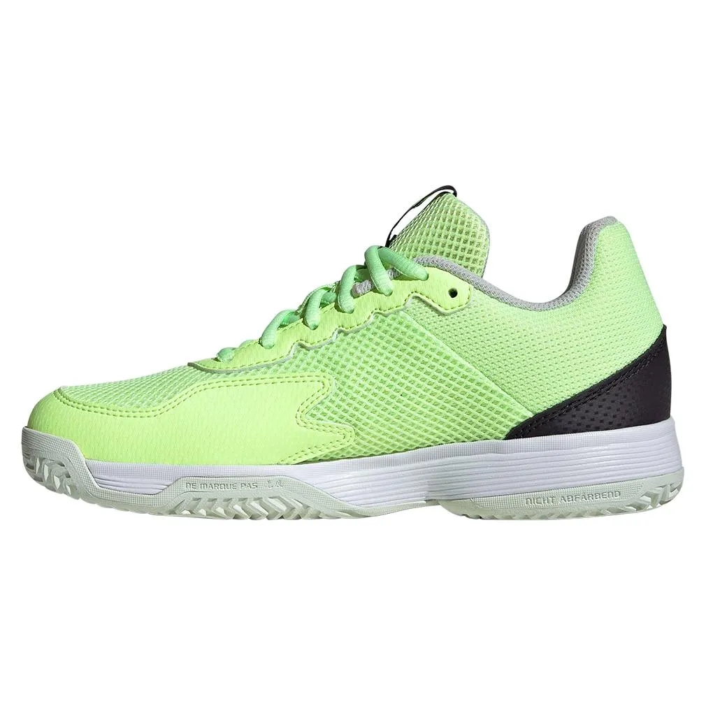 Juniors` Courtflash Tennis Shoes Green Spark and Aurora Black