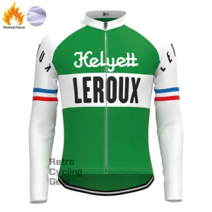 LEROUX Green Fleece Retro Long Sleeves Jerseys