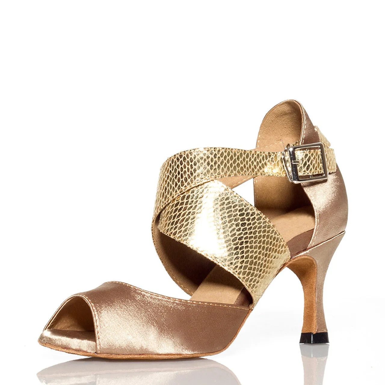 Light Tan Satin Latin Salsa Bachata Dance Shoes