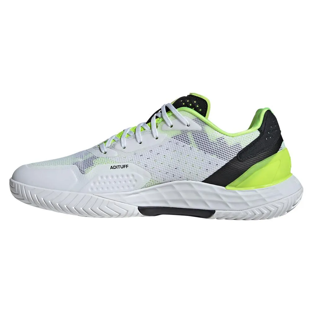 Mens Defiant Speed 2 Tennis Shoes White and Lucid Lemon