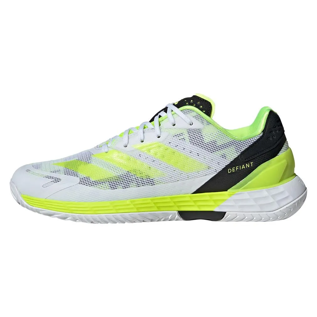 Mens Defiant Speed 2 Tennis Shoes White and Lucid Lemon