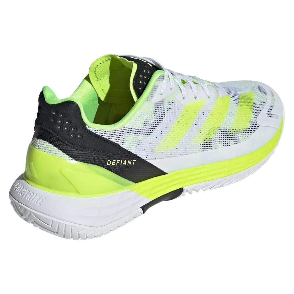 Mens Defiant Speed 2 Tennis Shoes White and Lucid Lemon