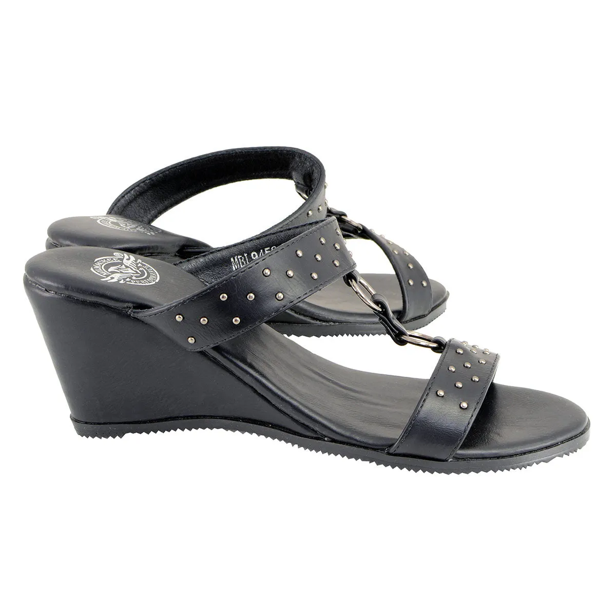 Milwaukee Leather MBL9450 Women's Black Studded Double Strap Fashion