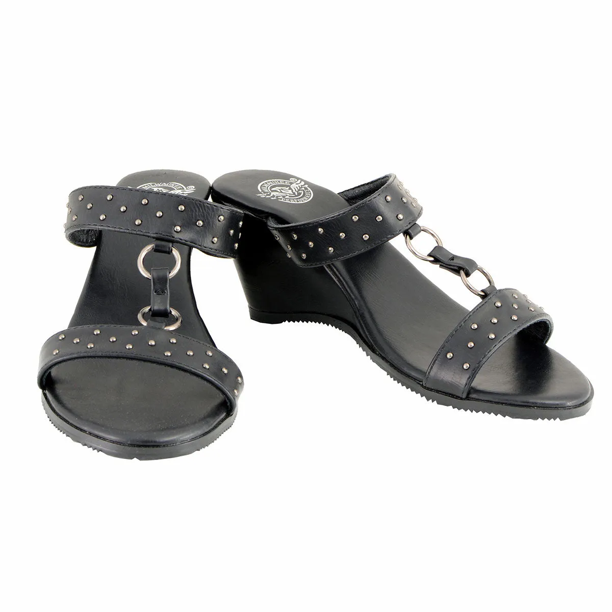 Milwaukee Leather MBL9450 Women's Black Studded Double Strap Fashion