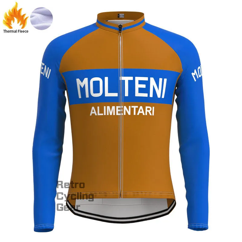 Molteni Brown Fleece Retro Long Sleeves Jerseys