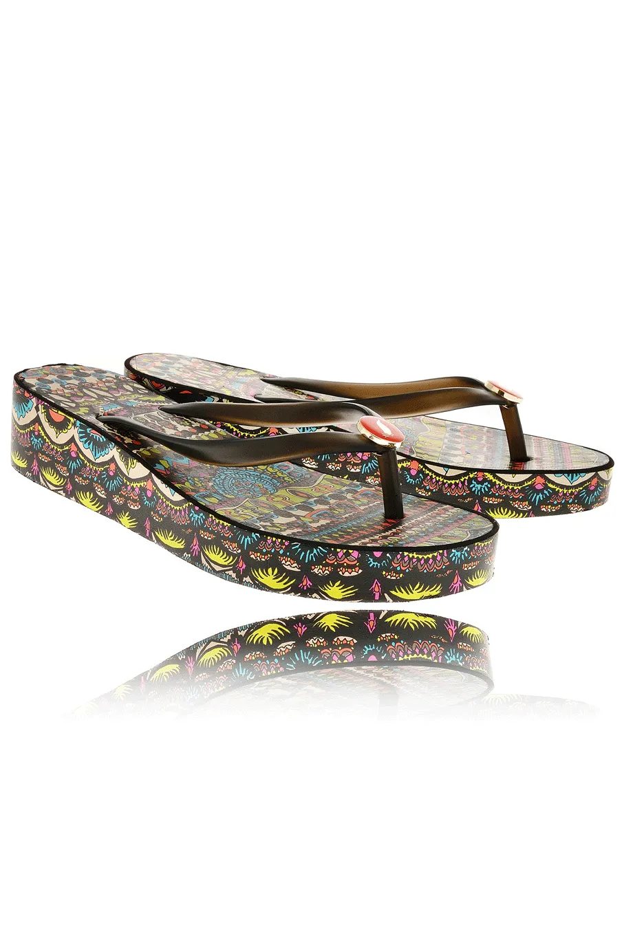 PEACE Black Platform Flip Flops