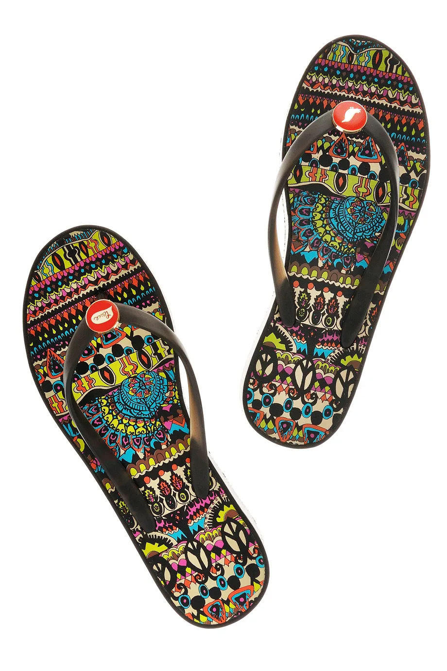 PEACE Black Platform Flip Flops