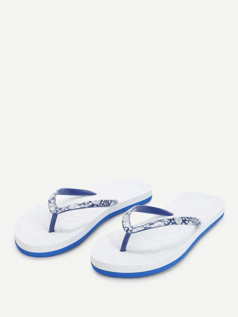 Porcelain Print Flip Flops