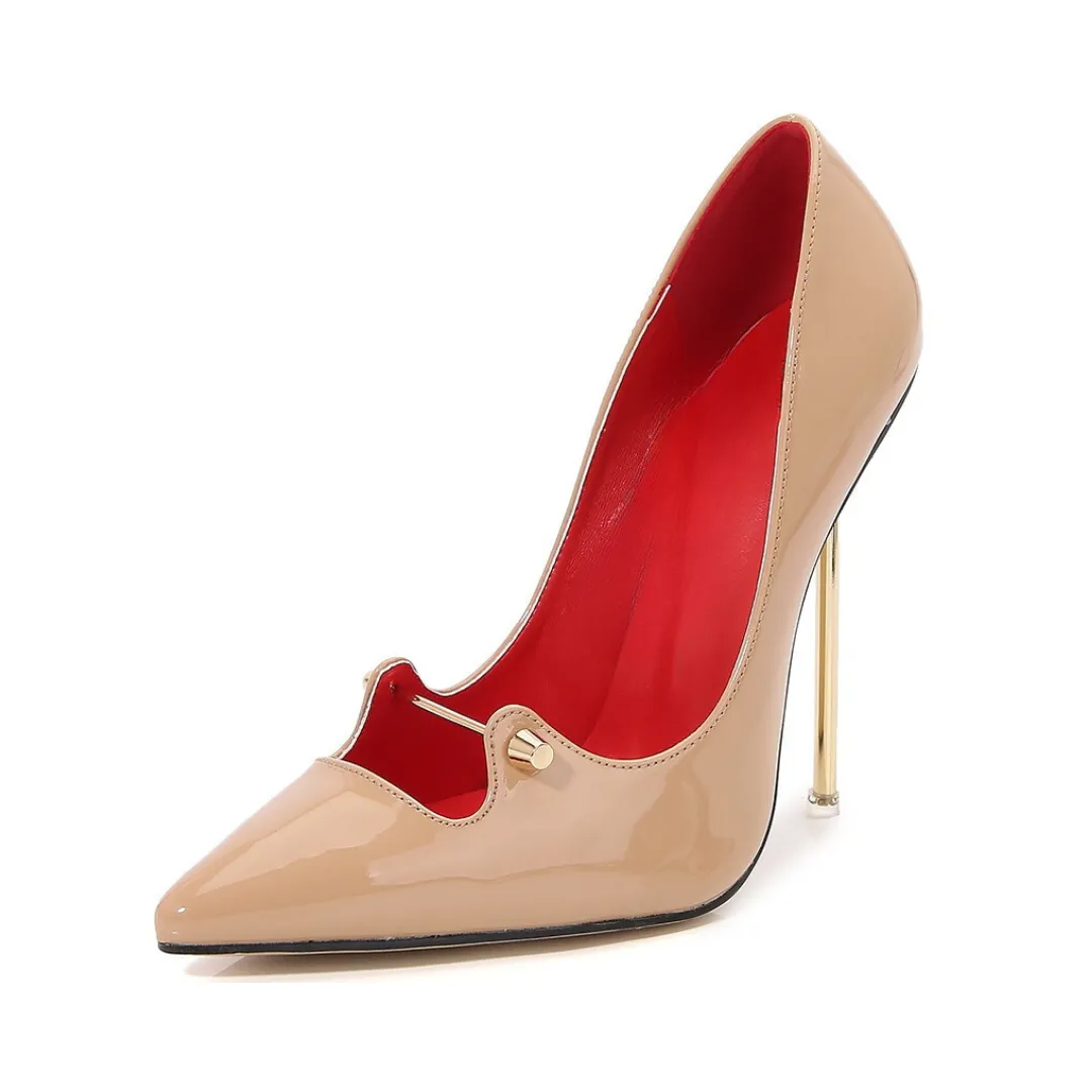 Pre Order:  Metal Stiletto Pointed Toe Shallow Mouth Pumps