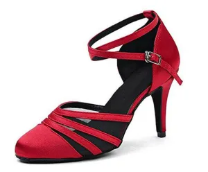 Red Closed Toe Ballroom Dance Shoes Latin Salsa Dance Shoes