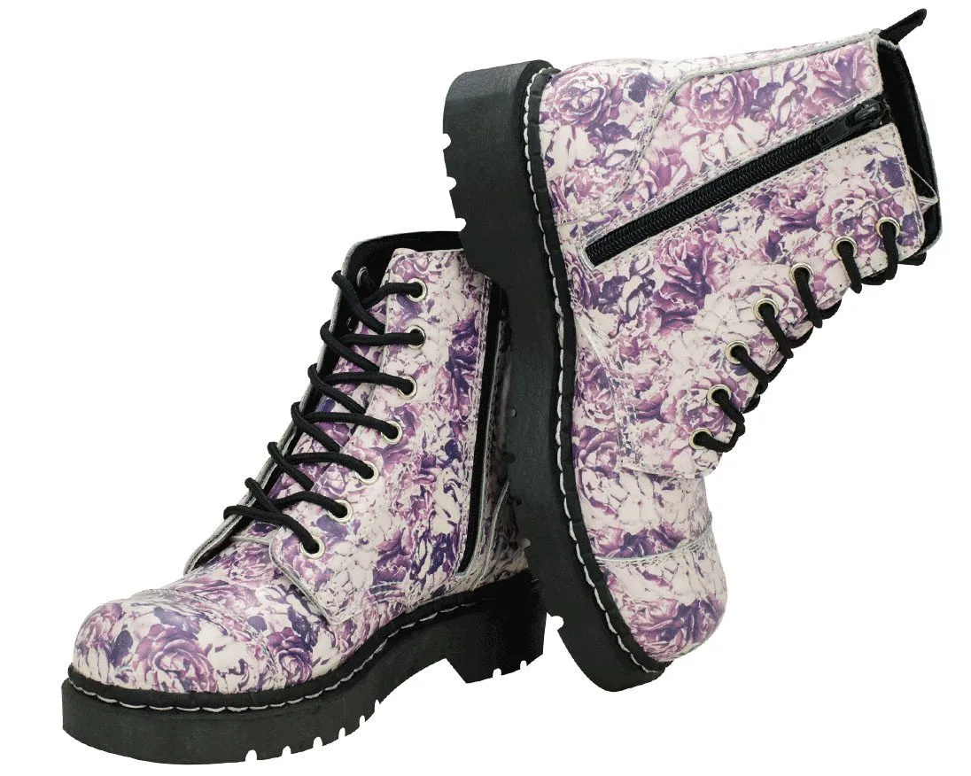 Rose Toile Combat Boots