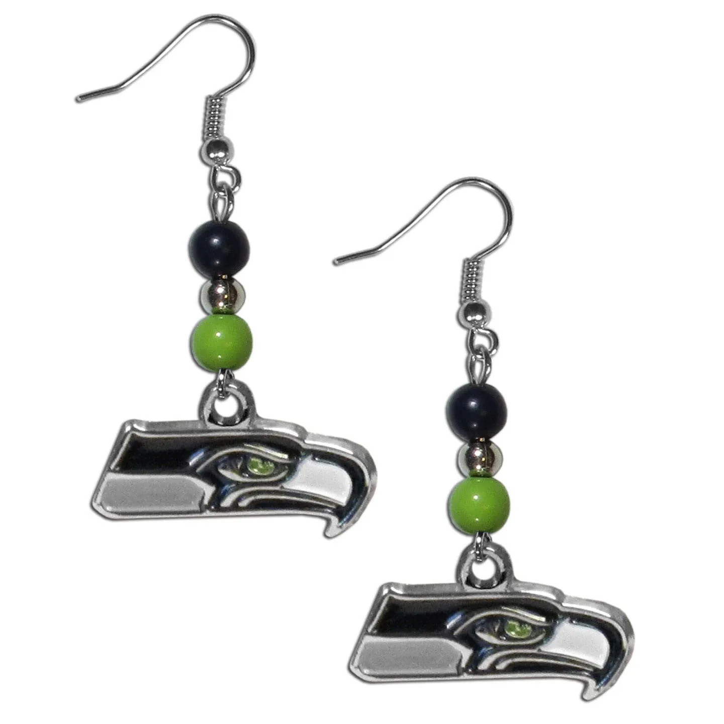 Seattle Seahawks Fan Bead Dangle Earrings