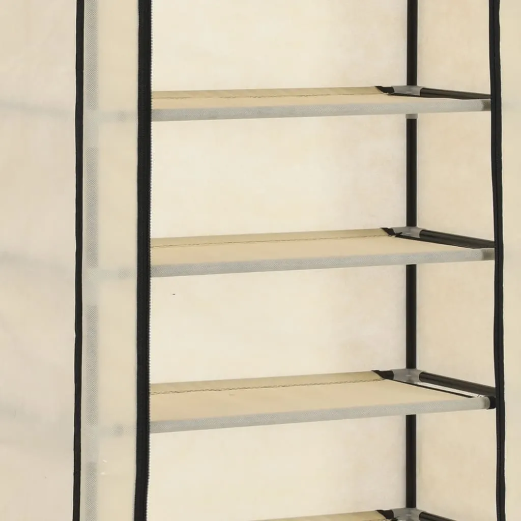 Shoe Cabinet with Cover Cream 57x29x162 cm Fabric