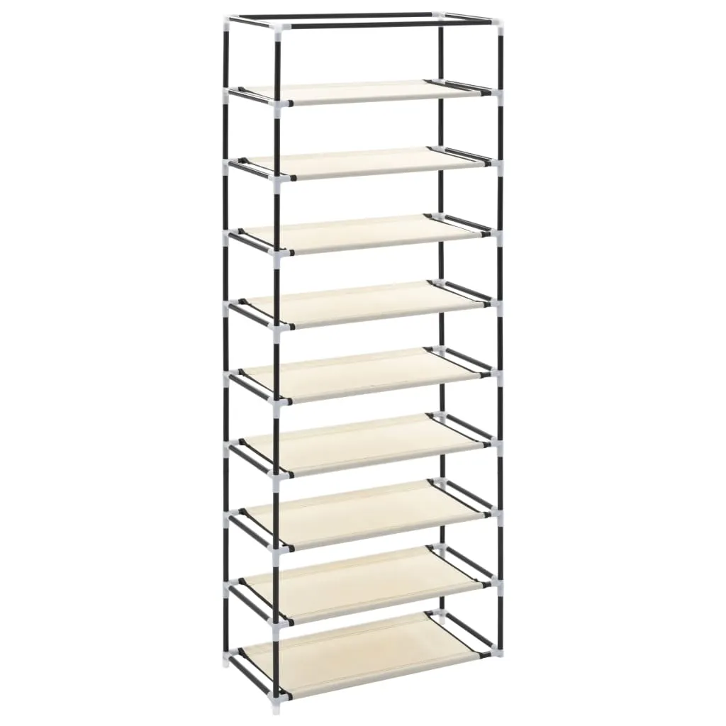 Shoe Cabinet with Cover Cream 57x29x162 cm Fabric