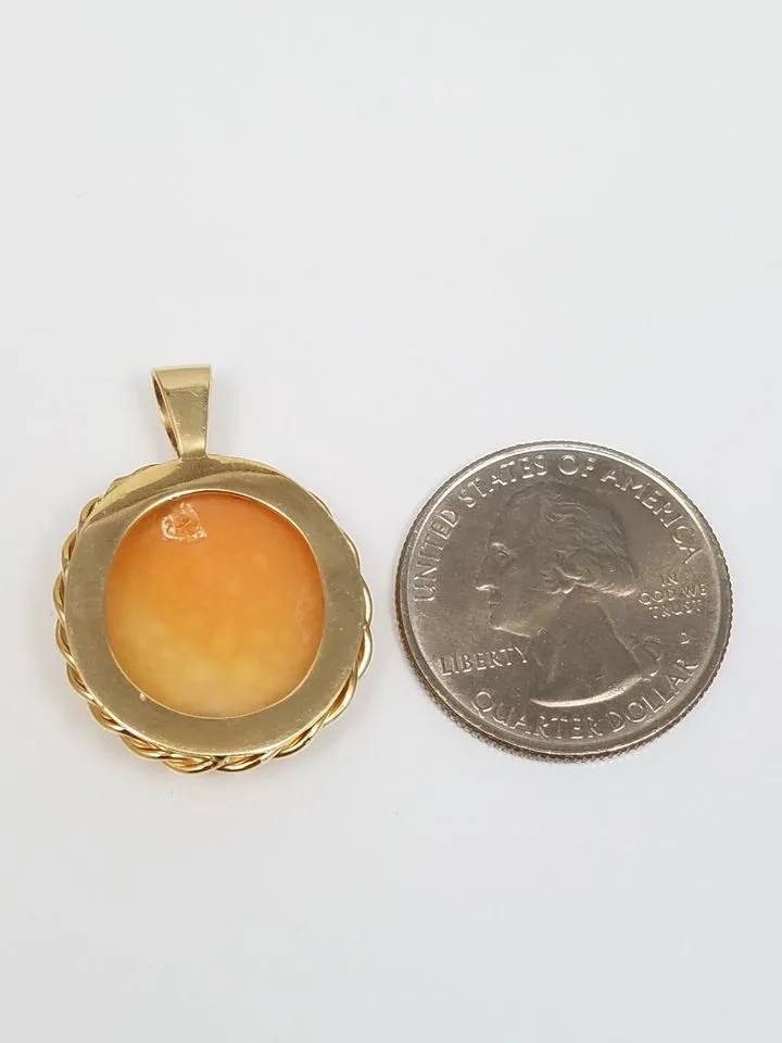 Sophisticated Early 1900's 13k Yellow Gold Natural Shell Cameo Pendant