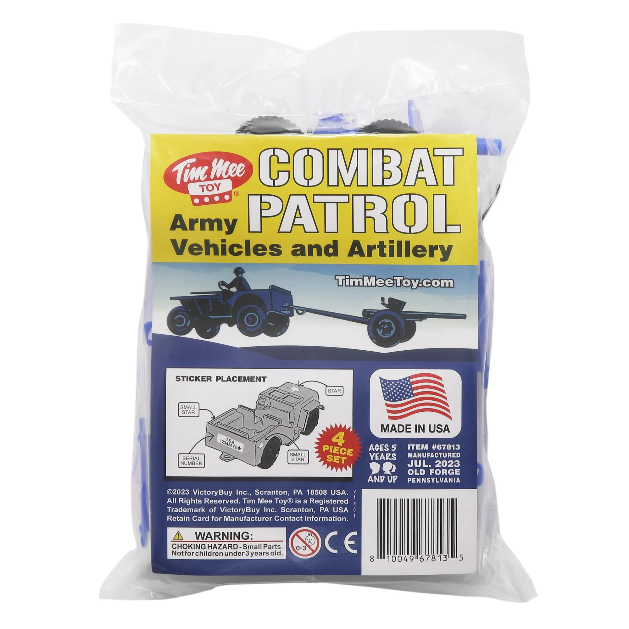 TimMee COMBAT PATROL Willys & Artillery - Blue 4pc Playset USA Made