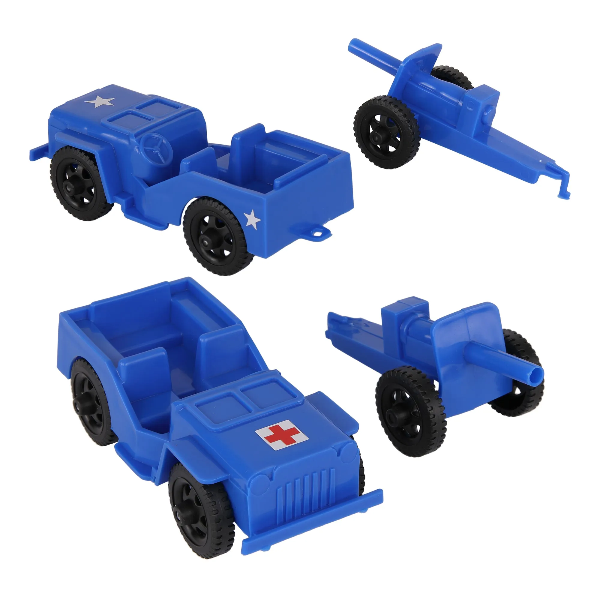 TimMee COMBAT PATROL Willys & Artillery - Blue 4pc Playset USA Made